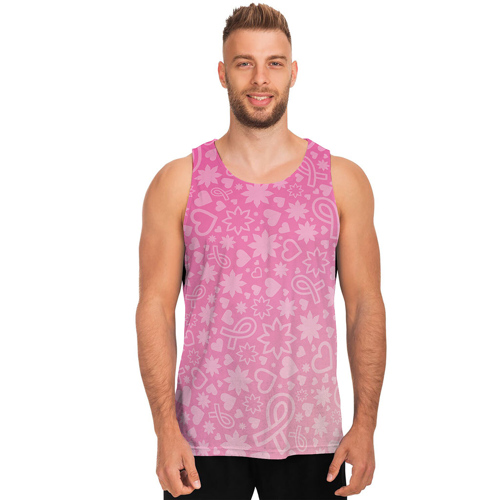 Cute Pink Breast Cancer Pattern Print Men's Tank Top