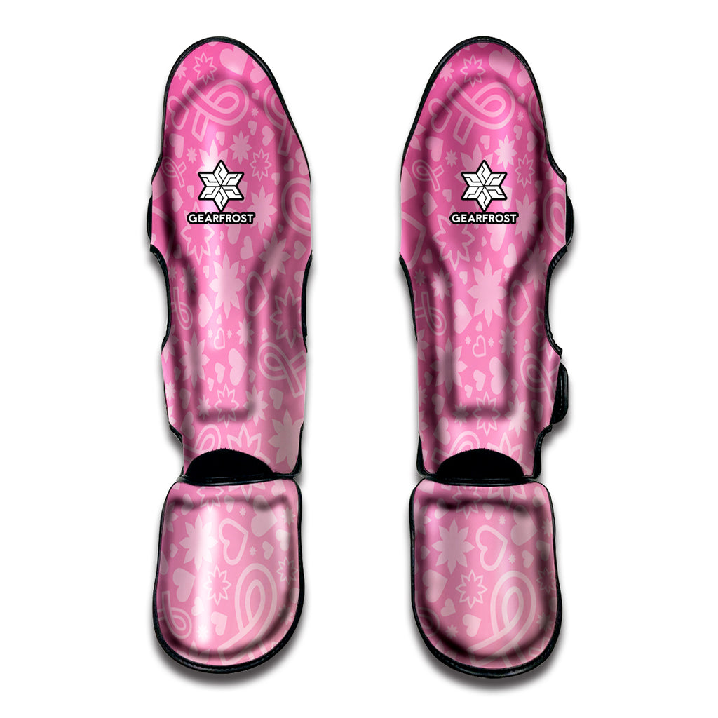 Cute Pink Breast Cancer Pattern Print Muay Thai Shin Guard