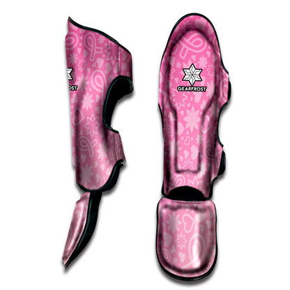 Cute Pink Breast Cancer Pattern Print Muay Thai Shin Guard