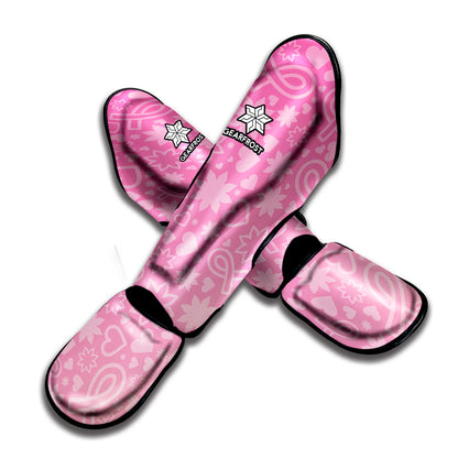 Cute Pink Breast Cancer Pattern Print Muay Thai Shin Guard