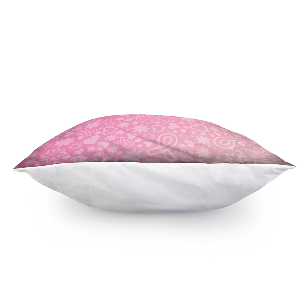 Cute Pink Breast Cancer Pattern Print Pillow Cover