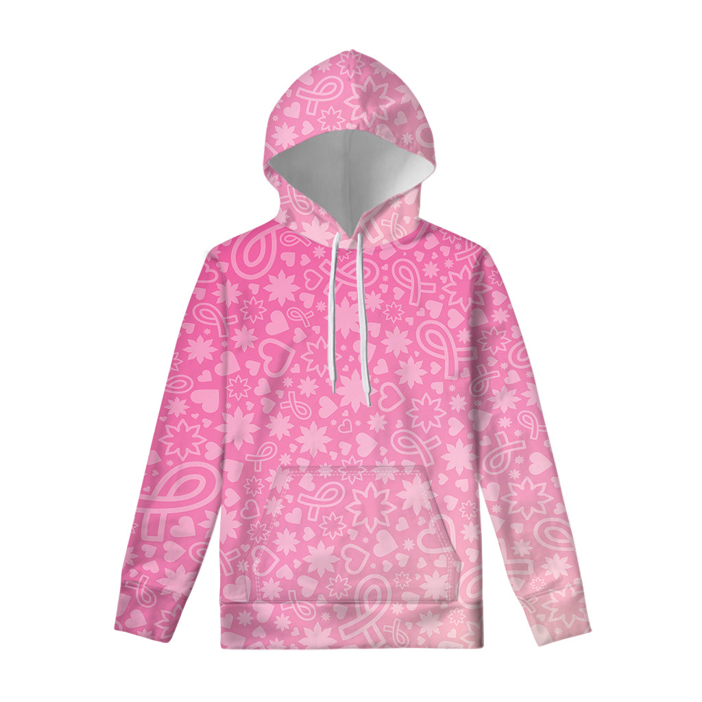 Cute Pink Breast Cancer Pattern Print Pullover Hoodie