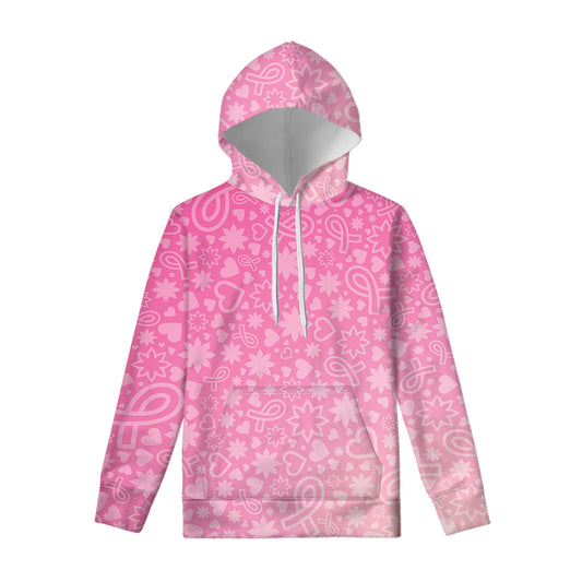 Cute Pink Breast Cancer Pattern Print Pullover Hoodie