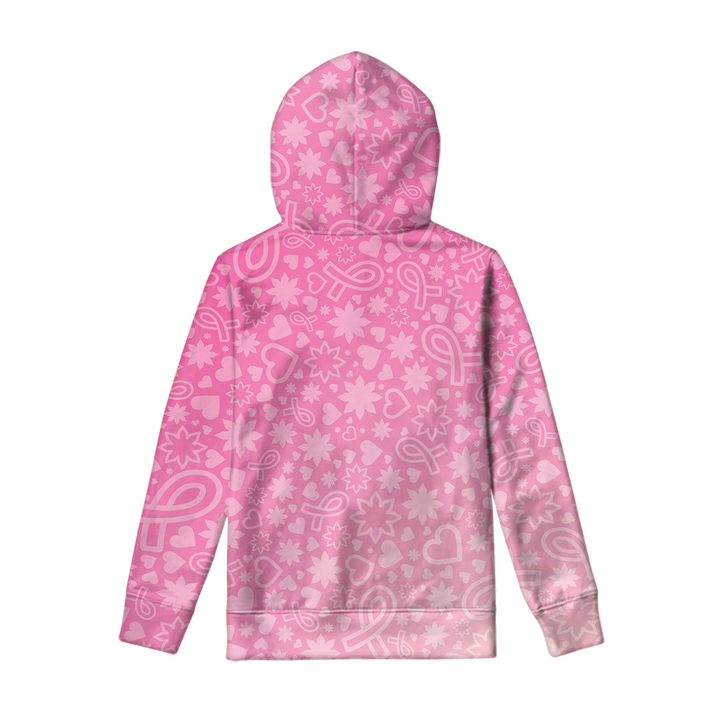 Cute Pink Breast Cancer Pattern Print Pullover Hoodie