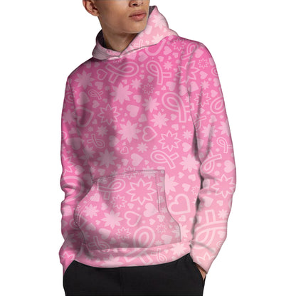 Cute Pink Breast Cancer Pattern Print Pullover Hoodie