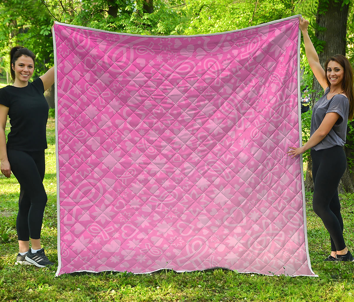 Cute Pink Breast Cancer Pattern Print Quilt