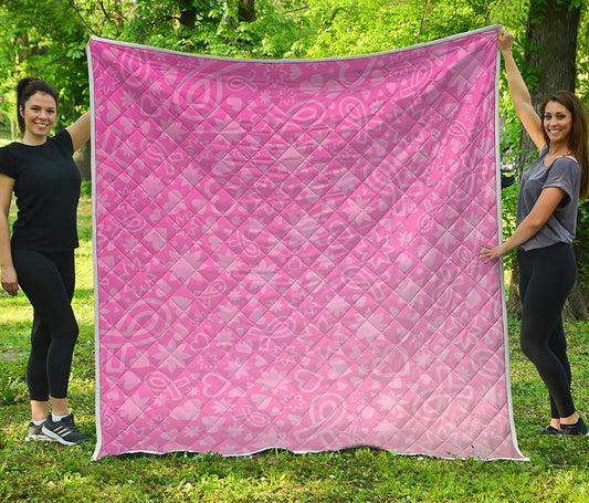 Cute Pink Breast Cancer Pattern Print Quilt