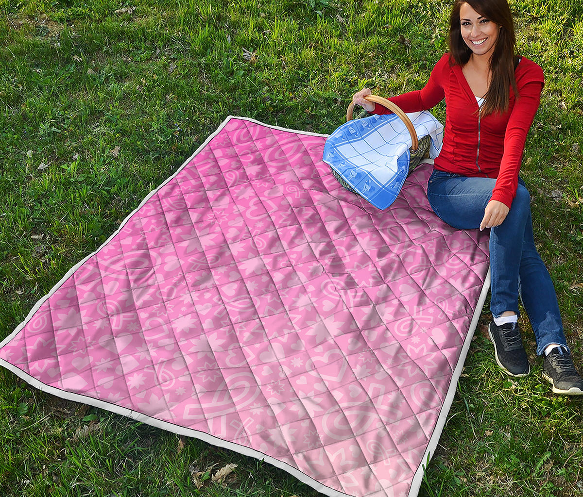 Cute Pink Breast Cancer Pattern Print Quilt