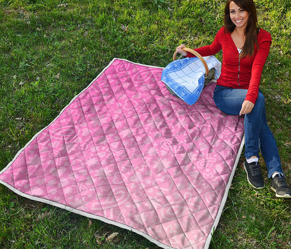 Cute Pink Breast Cancer Pattern Print Quilt