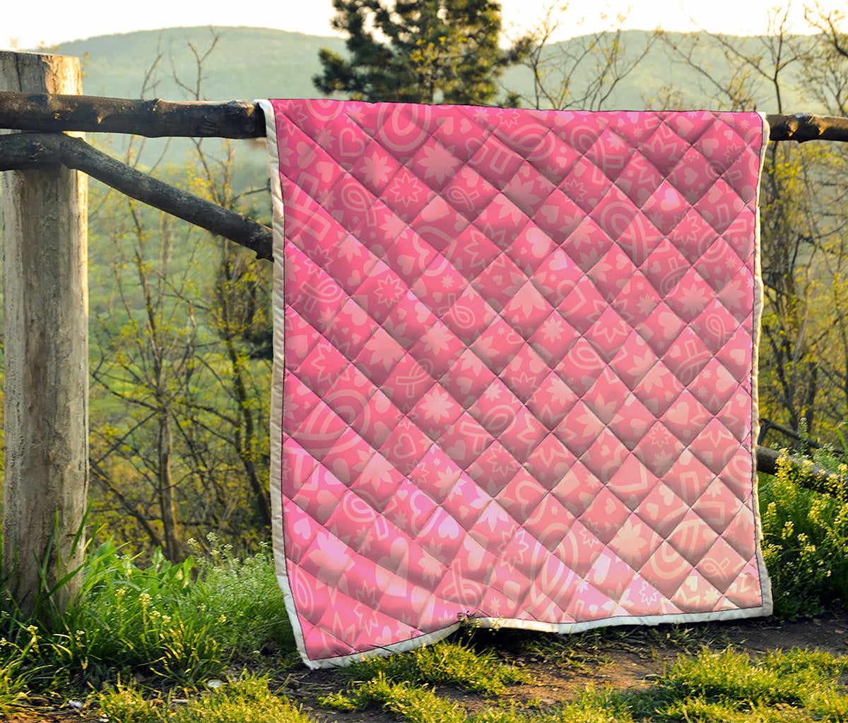 Cute Pink Breast Cancer Pattern Print Quilt