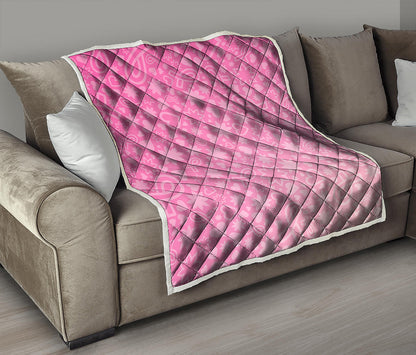 Cute Pink Breast Cancer Pattern Print Quilt