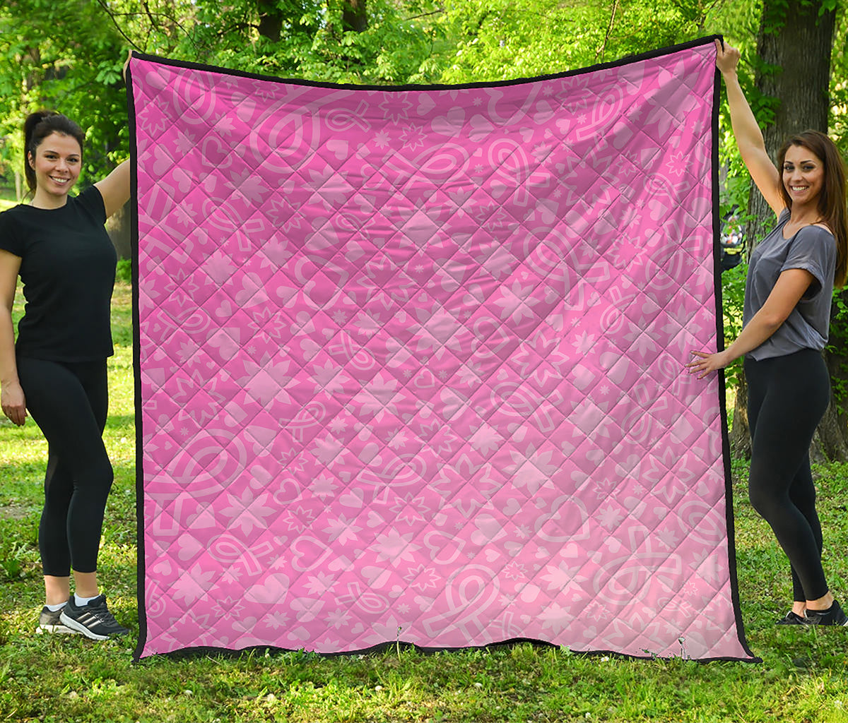 Cute Pink Breast Cancer Pattern Print Quilt