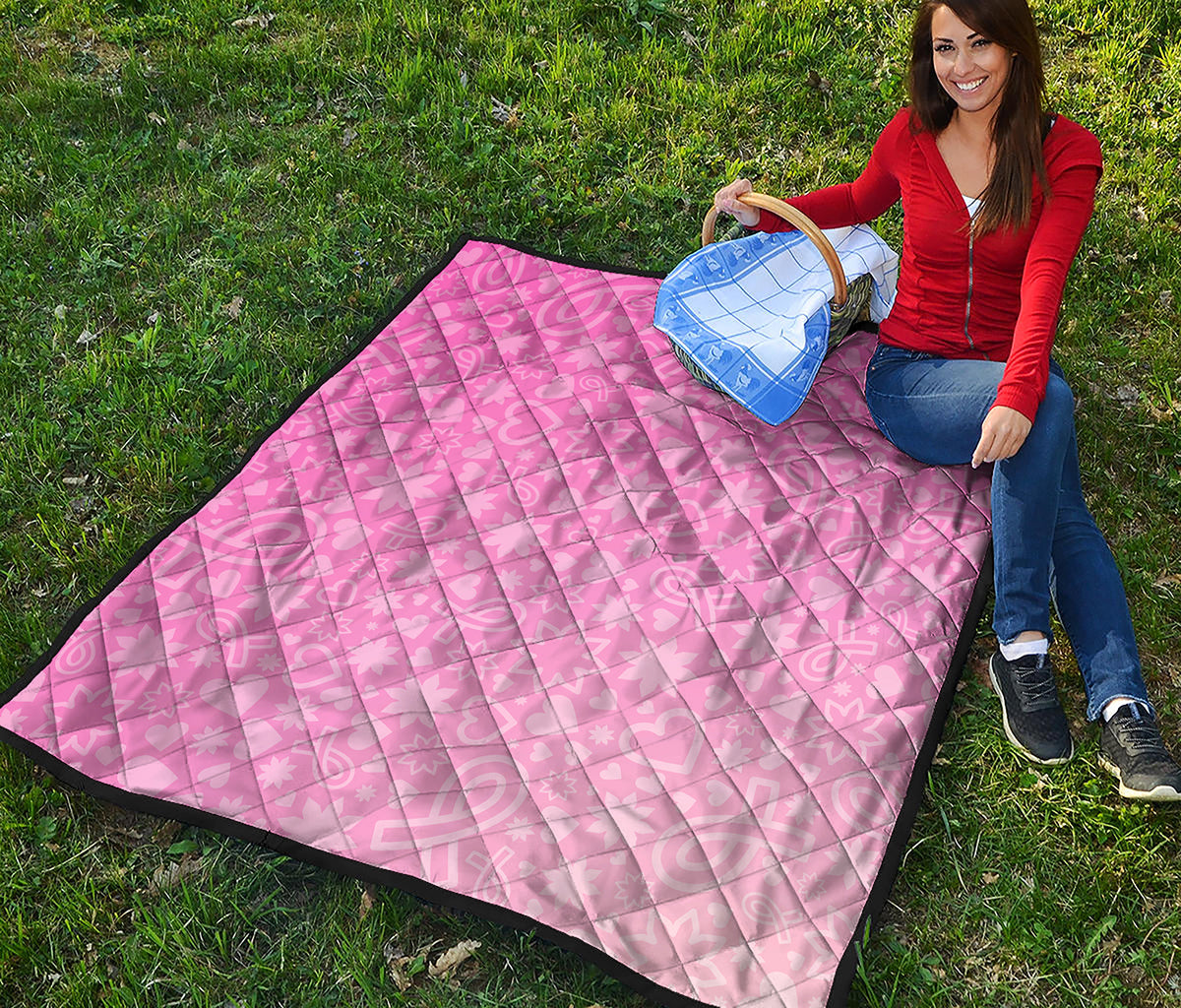Cute Pink Breast Cancer Pattern Print Quilt