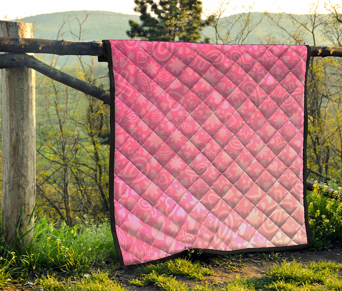 Cute Pink Breast Cancer Pattern Print Quilt