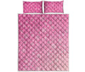 Cute Pink Breast Cancer Pattern Print Quilt Bed Set