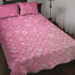 Cute Pink Breast Cancer Pattern Print Quilt Bed Set