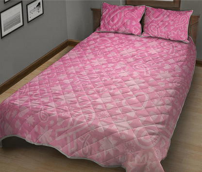 Cute Pink Breast Cancer Pattern Print Quilt Bed Set