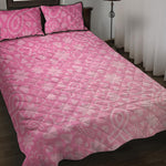 Cute Pink Breast Cancer Pattern Print Quilt Bed Set