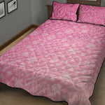 Cute Pink Breast Cancer Pattern Print Quilt Bed Set