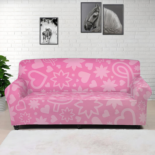 Cute Pink Breast Cancer Pattern Print Sofa Cover