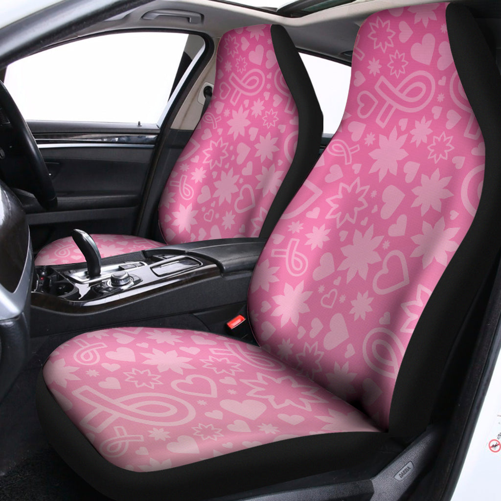 Cute Pink Breast Cancer Pattern Print Universal Fit Car Seat Covers