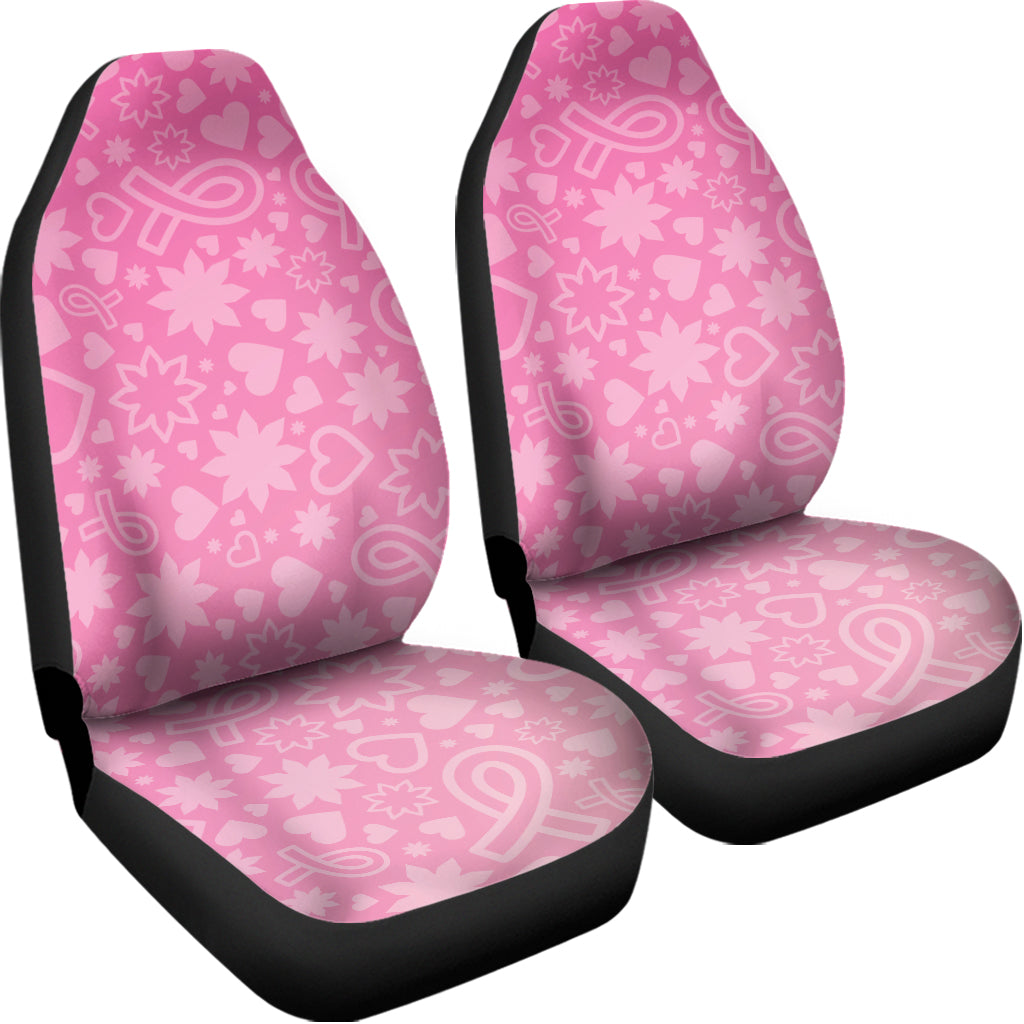 Cute Pink Breast Cancer Pattern Print Universal Fit Car Seat Covers