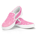 Cute Pink Breast Cancer Pattern Print White Slip On Sneakers