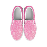 Cute Pink Breast Cancer Pattern Print White Slip On Shoes