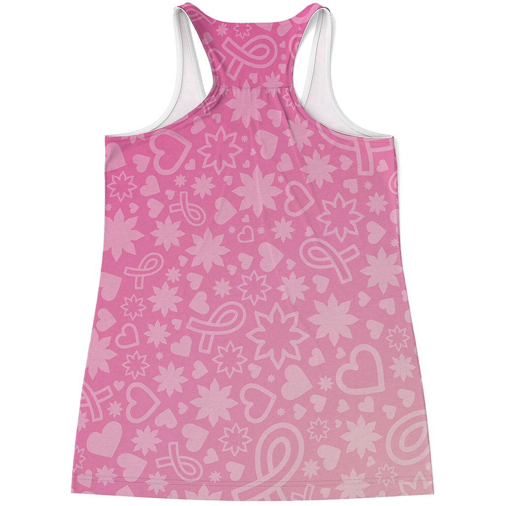 Cute Pink Breast Cancer Pattern Print Women's Racerback Tank Top