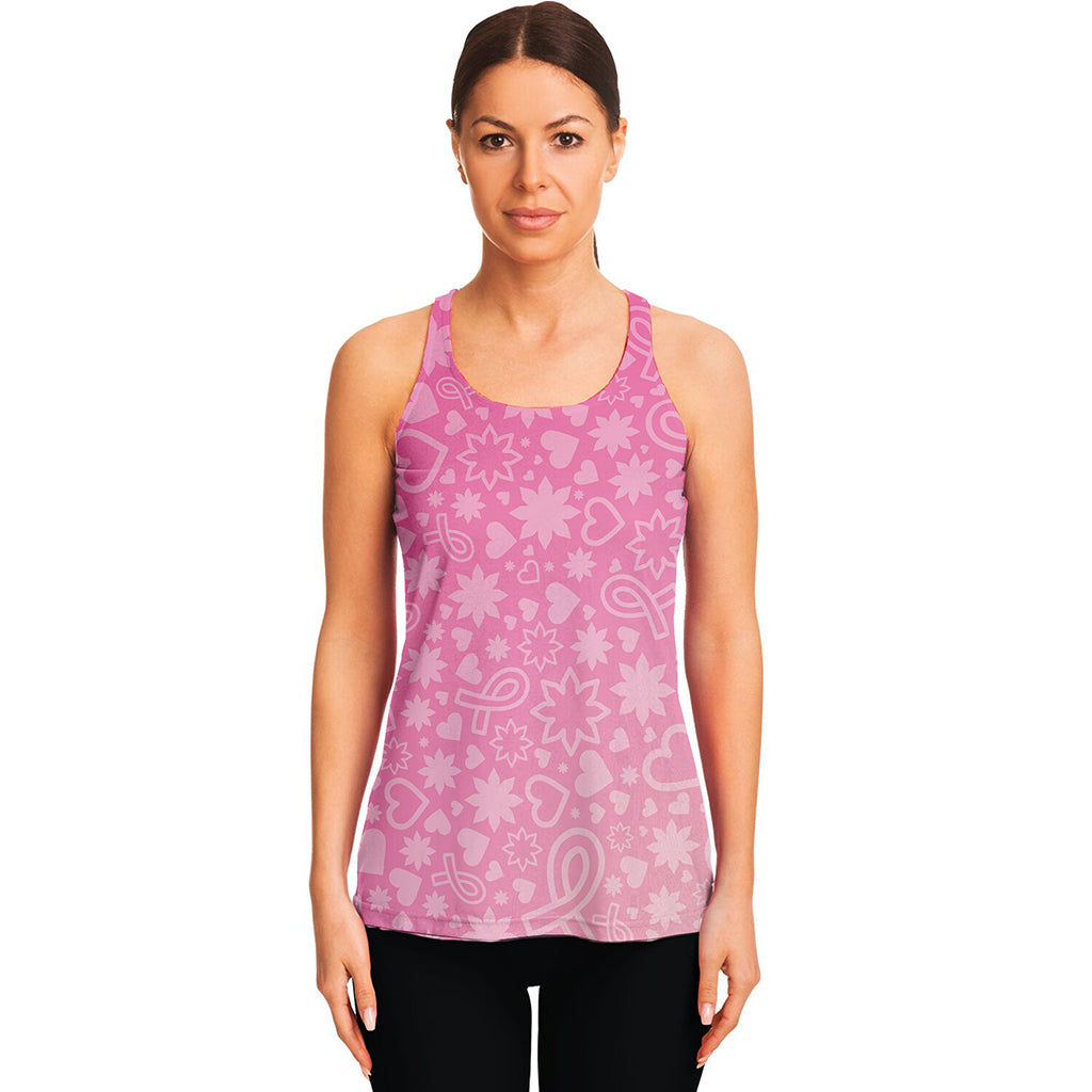 Cute Pink Breast Cancer Pattern Print Women's Racerback Tank Top