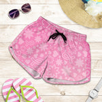 Cute Pink Breast Cancer Pattern Print Women's Shorts