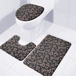 Cute Pink Heart Pattern Print 3 Piece Bath Mat Set