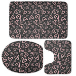 Cute Pink Heart Pattern Print 3 Piece Bath Mat Set