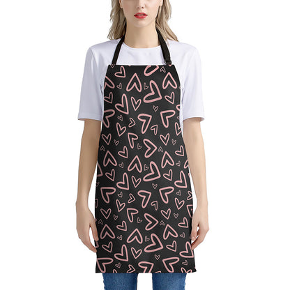 Cute Pink Heart Pattern Print Apron
