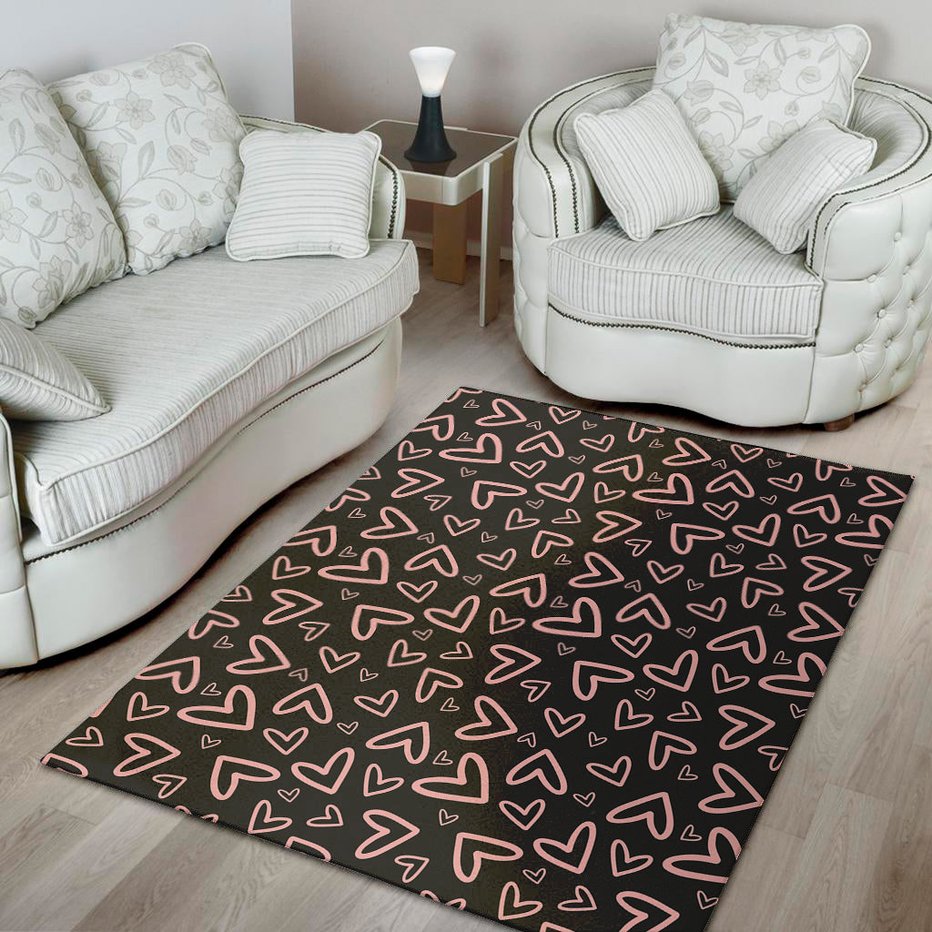 Cute Pink Heart Pattern Print Area Rug