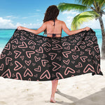 Cute Pink Heart Pattern Print Beach Sarong Wrap
