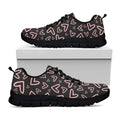 Cute Pink Heart Pattern Print Black Running Shoes