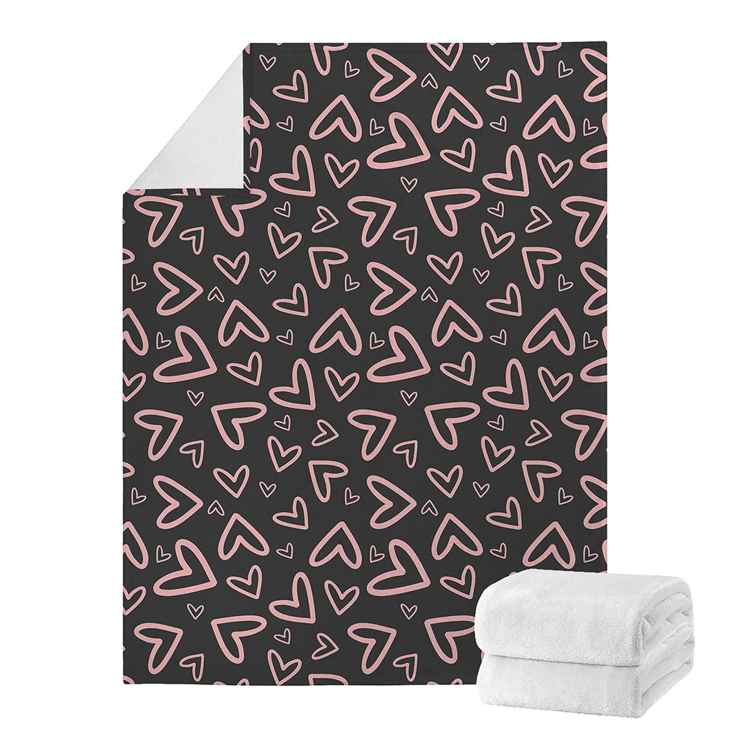 Cute Pink Heart Pattern Print Blanket