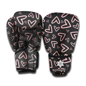 Cute Pink Heart Pattern Print Boxing Gloves