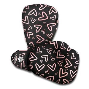 Cute Pink Heart Pattern Print Boxing Gloves