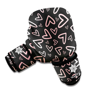 Cute Pink Heart Pattern Print Boxing Gloves