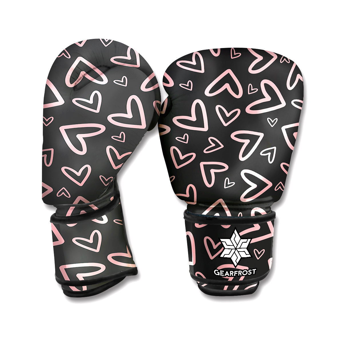 Cute Pink Heart Pattern Print Boxing Gloves