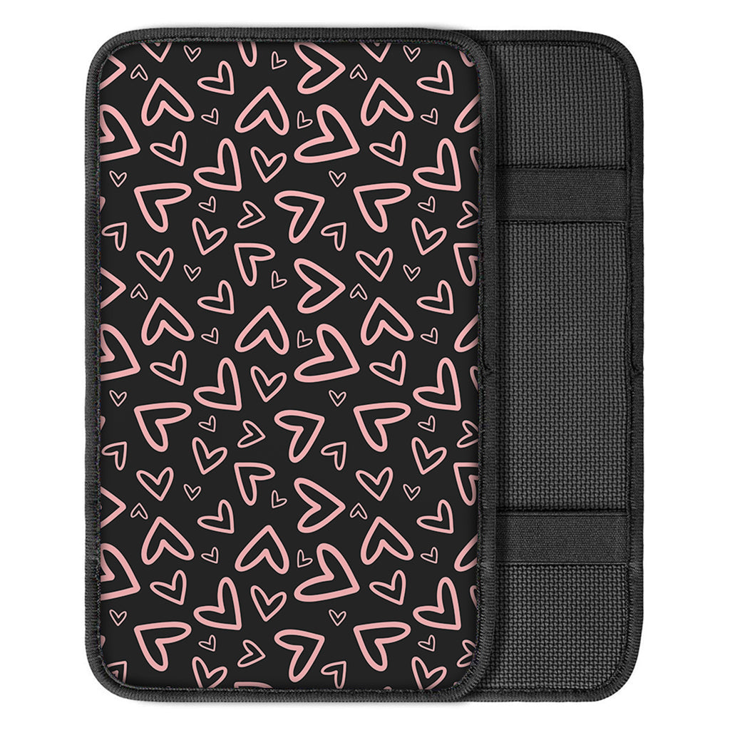 Cute Pink Heart Pattern Print Car Center Console Cover