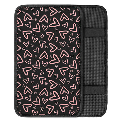 Cute Pink Heart Pattern Print Car Center Console Cover