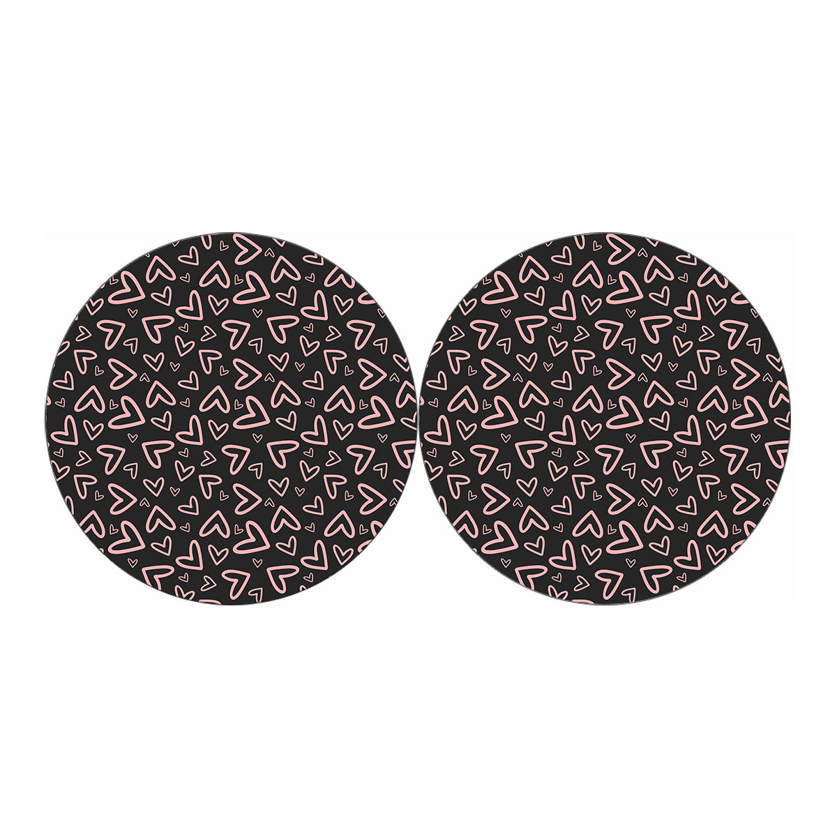 Cute Pink Heart Pattern Print Car Coasters