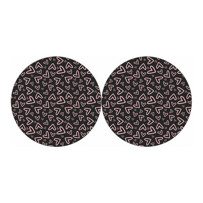 Cute Pink Heart Pattern Print Car Coasters