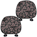 Cute Pink Heart Pattern Print Car Headrest Covers