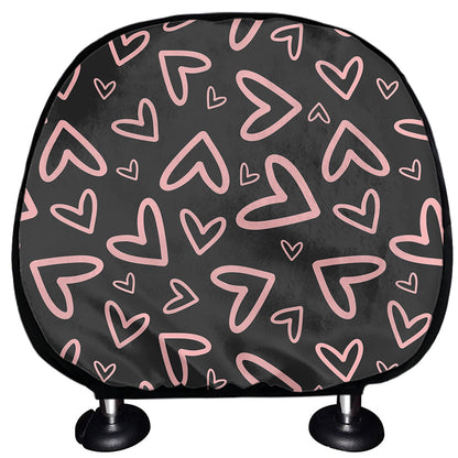 Cute Pink Heart Pattern Print Car Headrest Covers