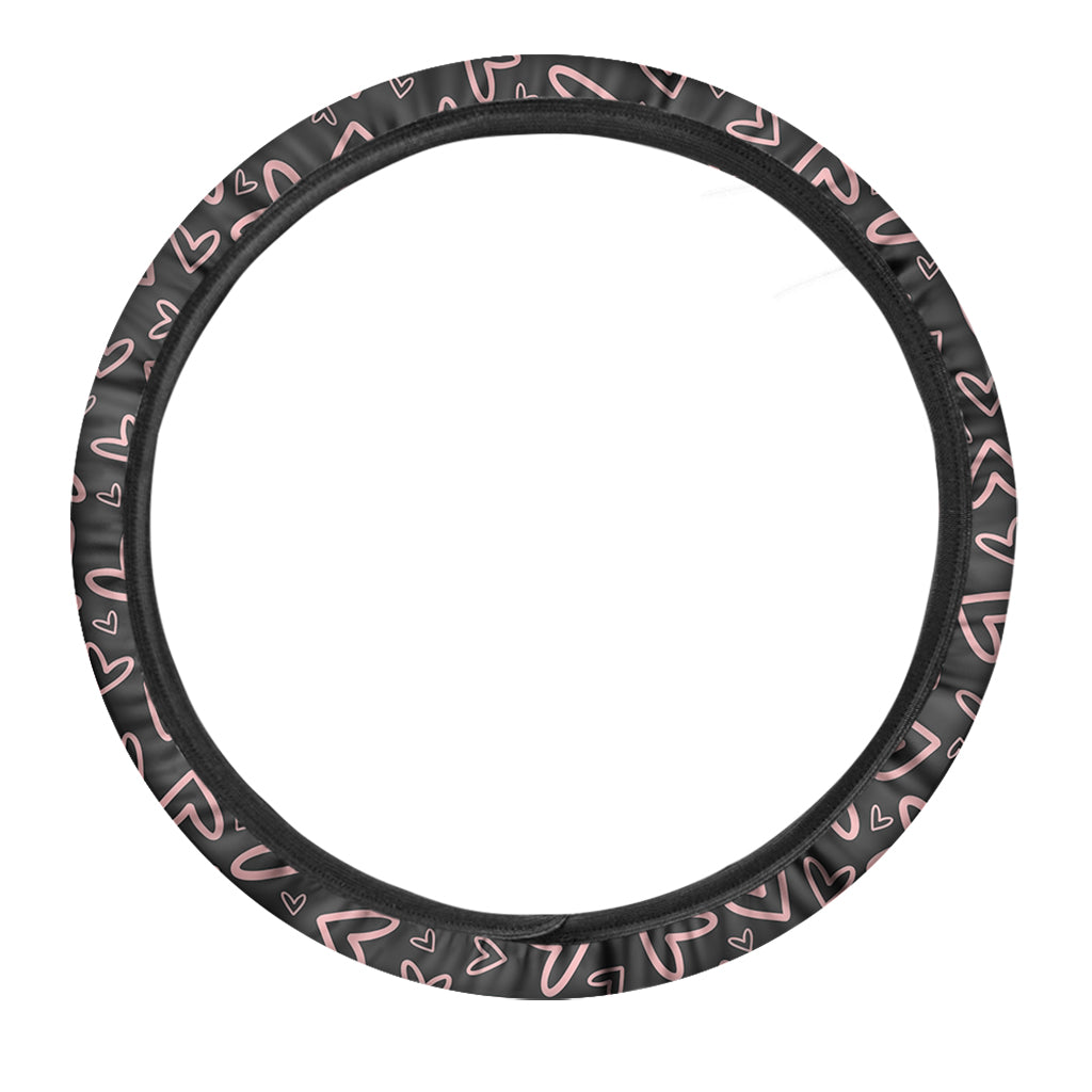 Cute Pink Heart Pattern Print Car Steering Wheel Cover