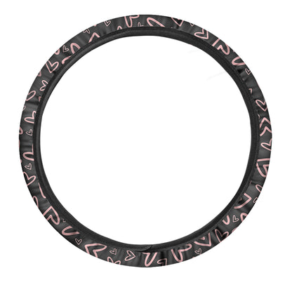 Cute Pink Heart Pattern Print Car Steering Wheel Cover